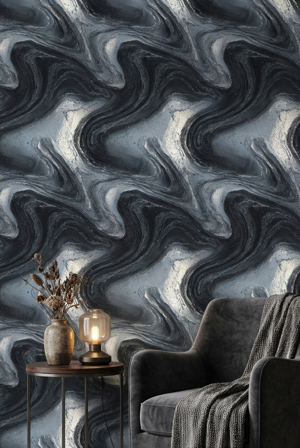 Modern Marble Wallpaper Gray Removable Abstract Wall Decor