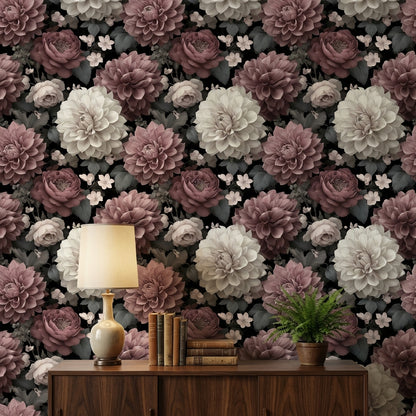 Vintage Floral Wallpaper Dark Moody Wall Double Roll