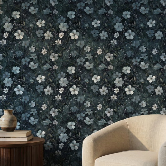 Floral Wallpaper Dark Removable Eclectic Wall Double Roll