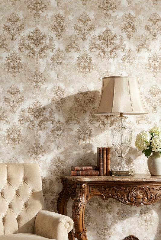 Damask Wallpaper Ornate Vintage Decorative Mural