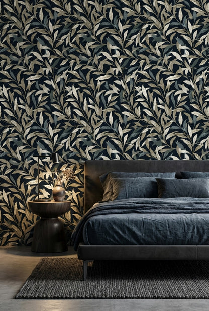 Muted Green Wallpaper Botanical Classic Wall Decor