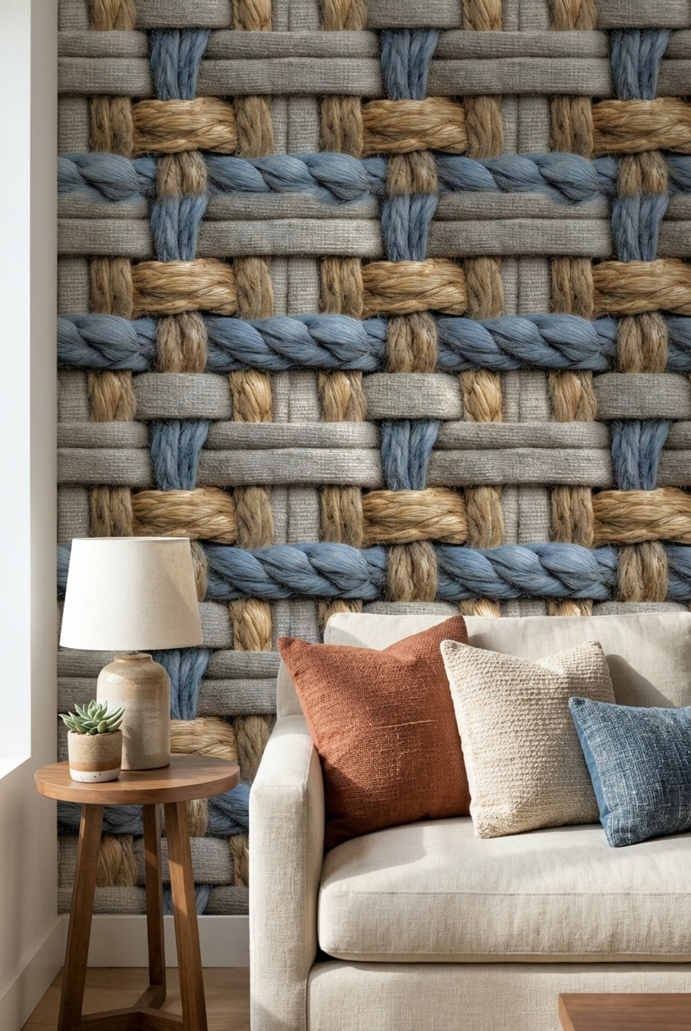 Woven Texture Wallpaper Rope Geometric Decorative Mural