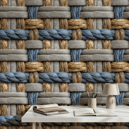 Woven Texture Wallpaper Rope Geometric Decorative Mural