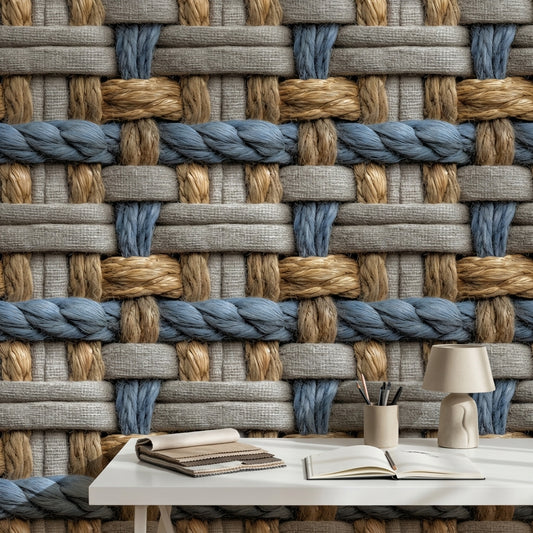 Woven Texture Wallpaper Rope Geometric Decorative Mural