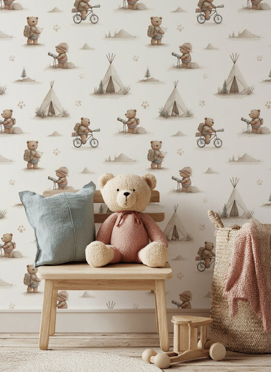 Teddy Bears Wallpaper Adventure Vintage Decorative Mural