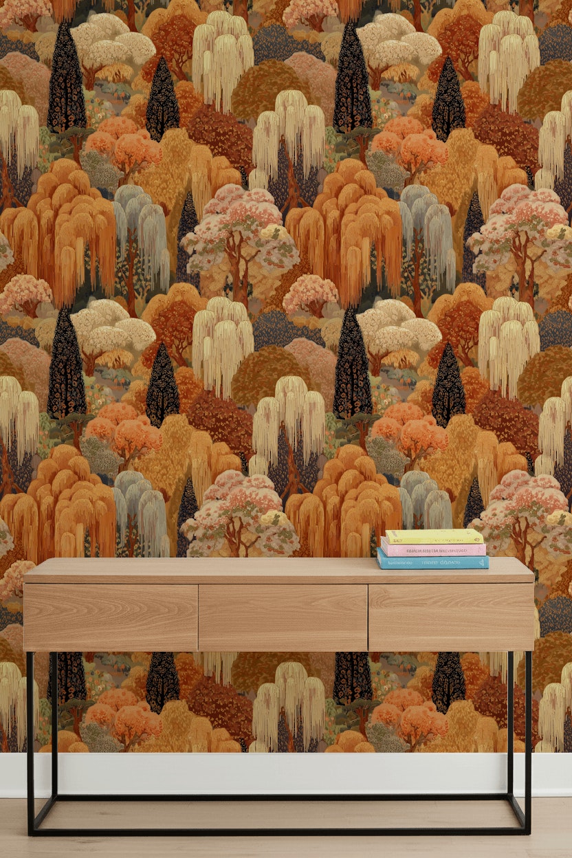 Forest Wallpaper Autumn Removable Vintage Wall Decor