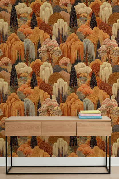 Forest Wallpaper Autumn Removable Vintage Wall Decor
