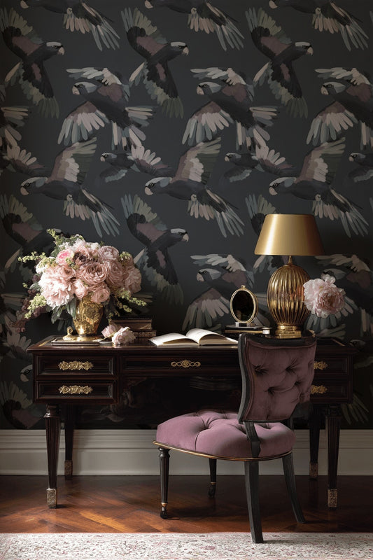 Stylized Birds Wallpaper Modern Abstract Wall Mural