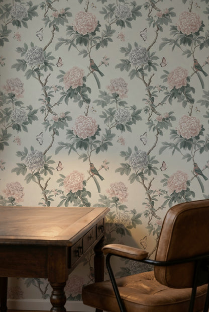 Vintage Floral Wallpaper Birds Removable Butterflies Wall Double Roll