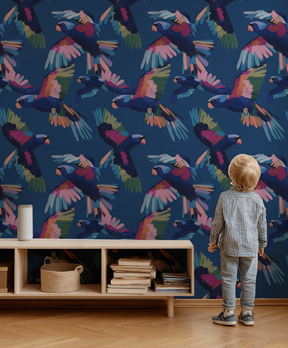 Birds Wallpaper Abstract Colorful Removable Wall Decor