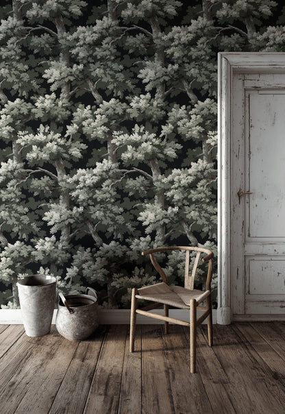 Shades Of Green Wallpaper Tree Branches Natural Wall Decor