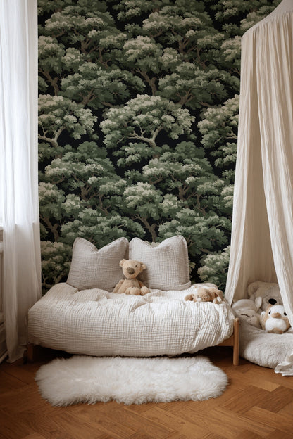 Shades Of Green Wallpaper Trees Natural Decorative Mural