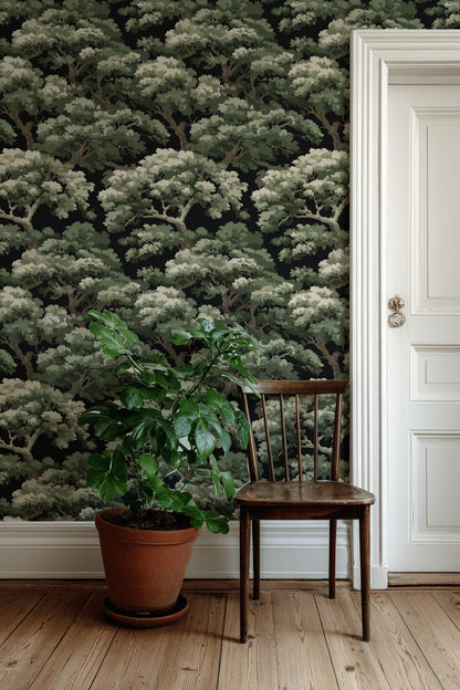 Shades Of Green Wallpaper Trees Natural Decorative Mural