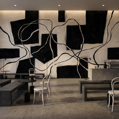Geometric Wallpaper Minimalist Black Wall Mural