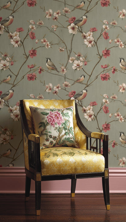 Vintage Birds Wallpaper Floral Removable Nature Wall Mural