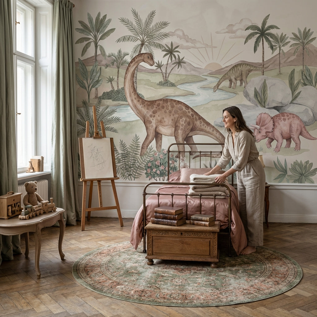 Prehistoric Dinosaurs Wallpaper Nature Watercolor Wall Mural