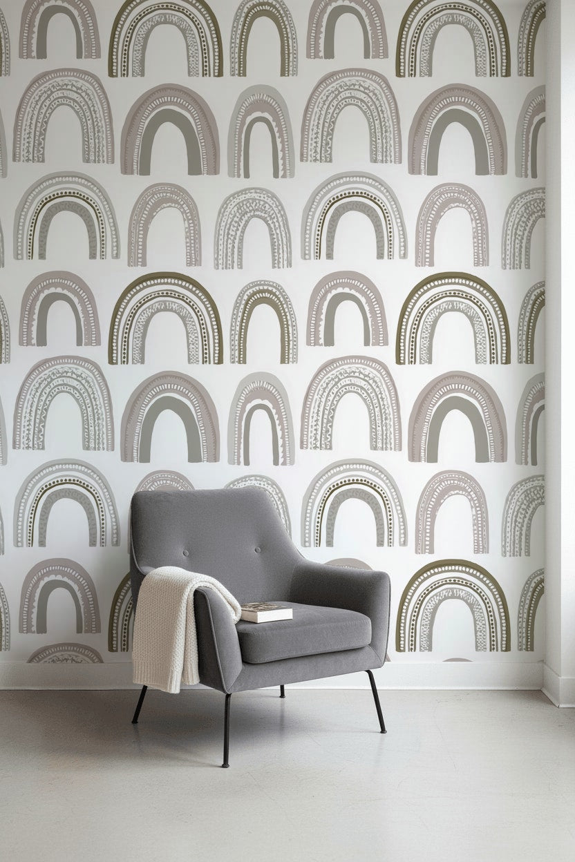 Geometric Wallpaper Arches Removable Abstract Wall Decor