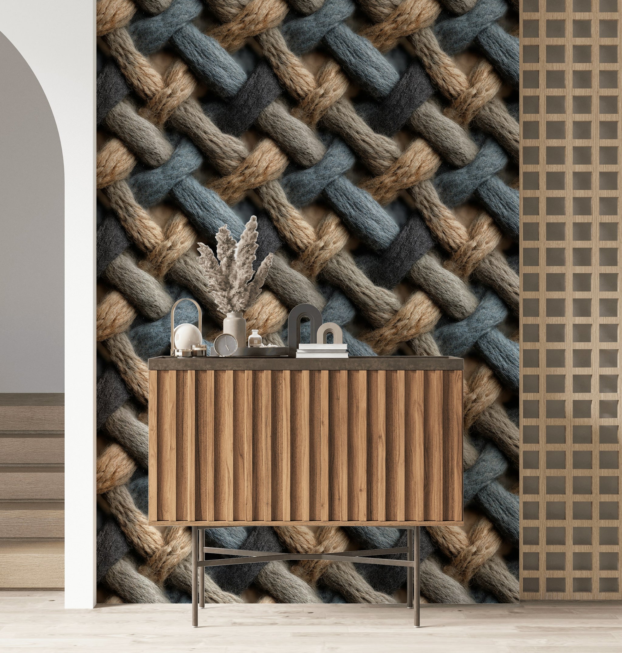 Woven Wallpaper Textile Chevron Removable Wall Decor