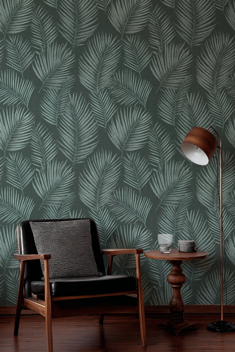 Muted Green Wallpaper Natural Leaf Removable Wall Decor