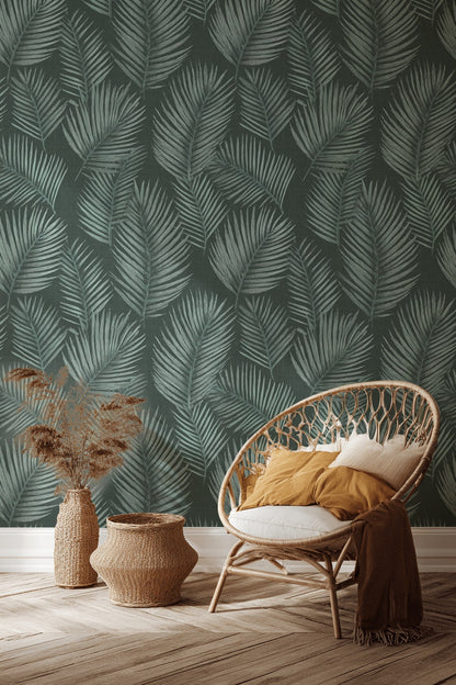 Muted Green Wallpaper Natural Leaf Removable Wall Decor