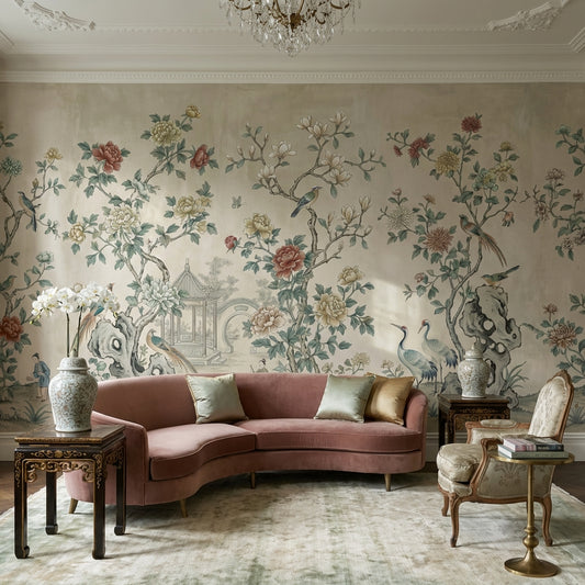 Floral Wallpaper Birds Traditional Removable Wall Decor