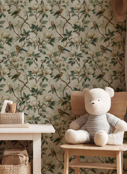 Floral Wallpaper Birds Removable Vintage Wall Double Roll