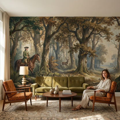 Forest Wallpaper Horseback Woodland Wall Mural