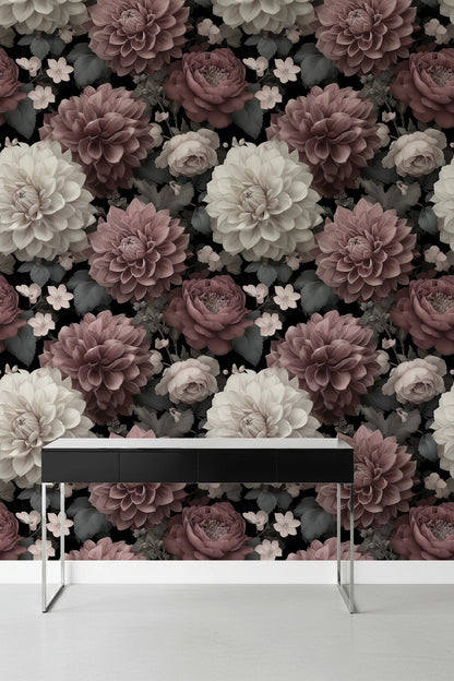 Vintage Floral Wallpaper Dark Moody Wall Double Roll