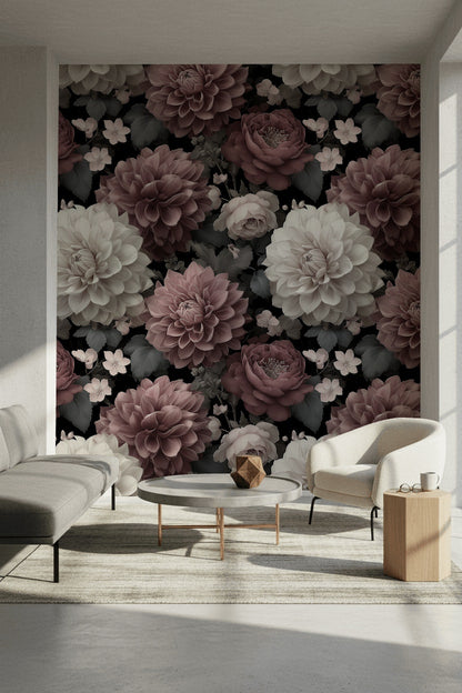 Vintage Floral Wallpaper Dark Moody Wall Double Roll