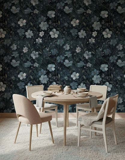 Floral Wallpaper Dark Removable Eclectic Wall Double Roll