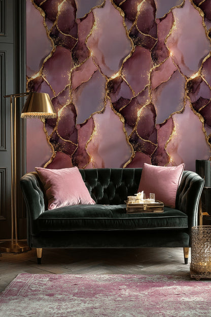 Marble Wallpaper Abstract Removable Golden Look Wall Mural