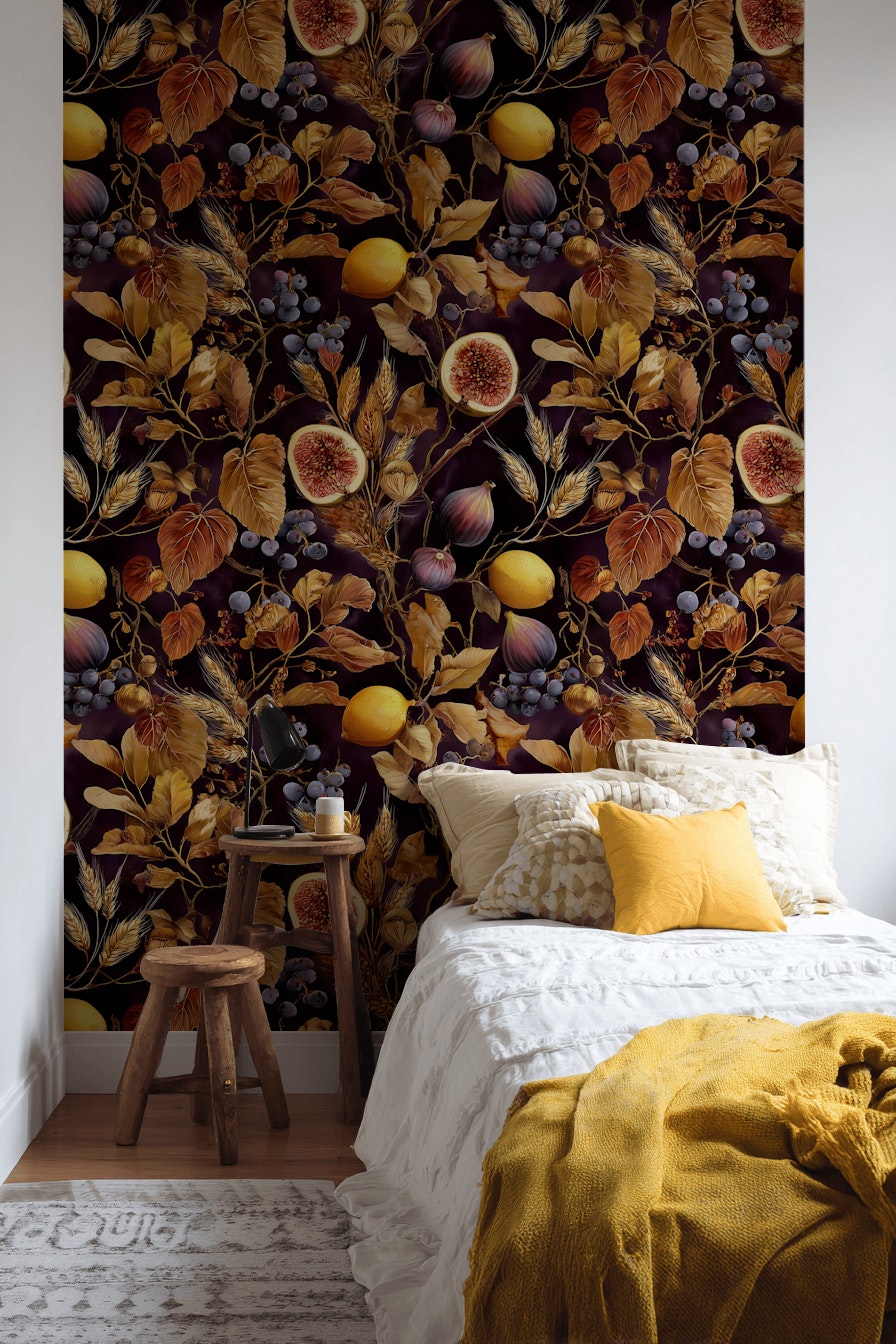 Dark Floral Wallpaper Elegant Classic Decorative Mural