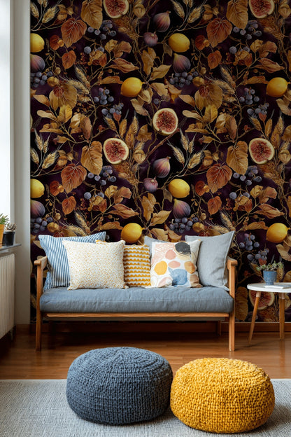 Dark Floral Wallpaper Elegant Classic Decorative Mural