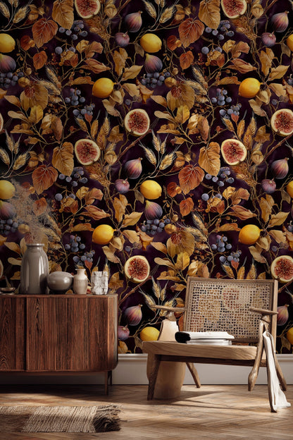 Dark Floral Wallpaper Elegant Classic Decorative Mural