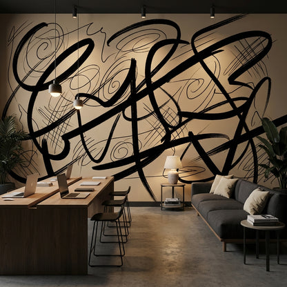 Dynamic Wallpaper Abstract Black Removable Wall Decor