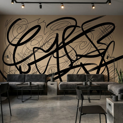 Dynamic Wallpaper Abstract Black Removable Wall Decor