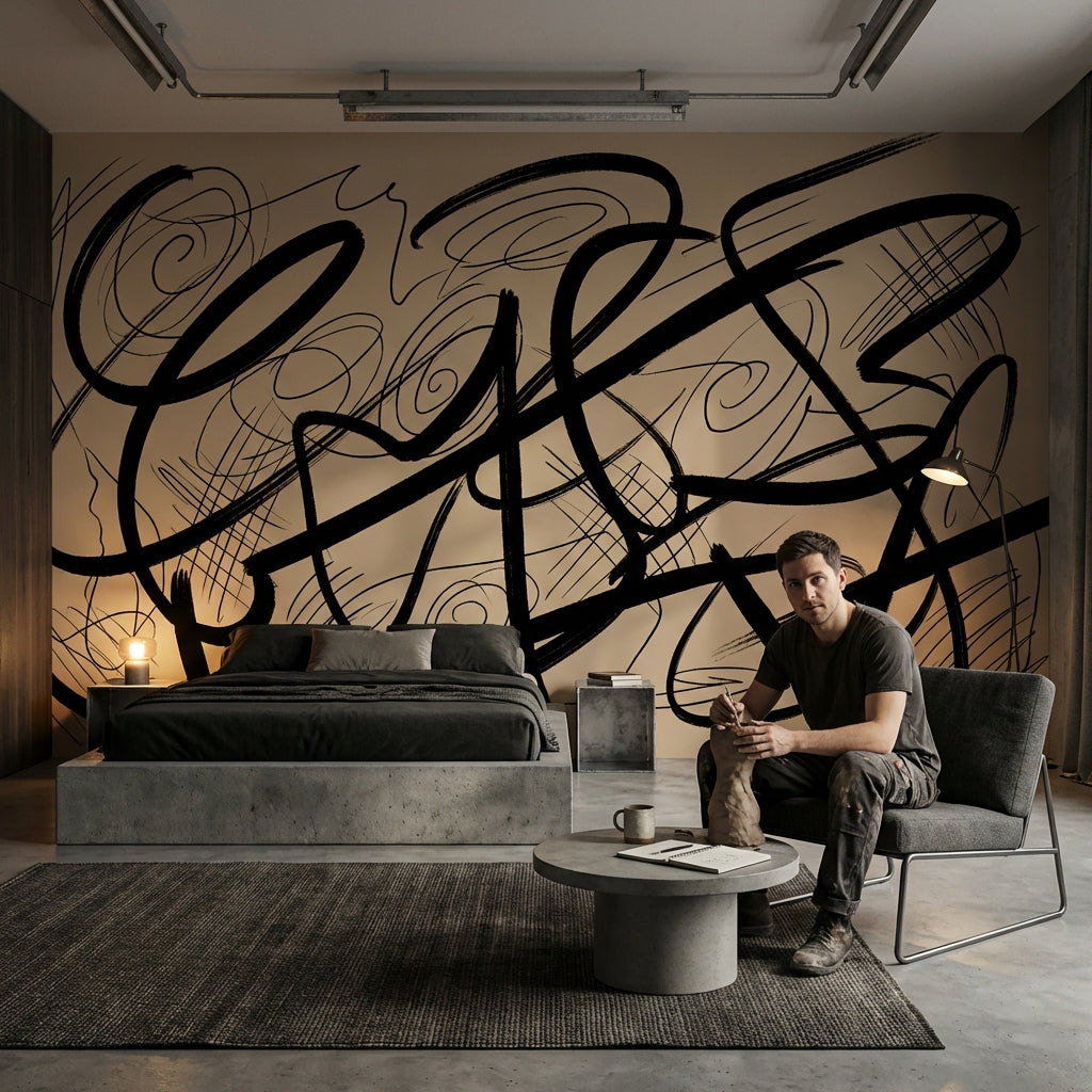 Dynamic Wallpaper Abstract Black Removable Wall Decor