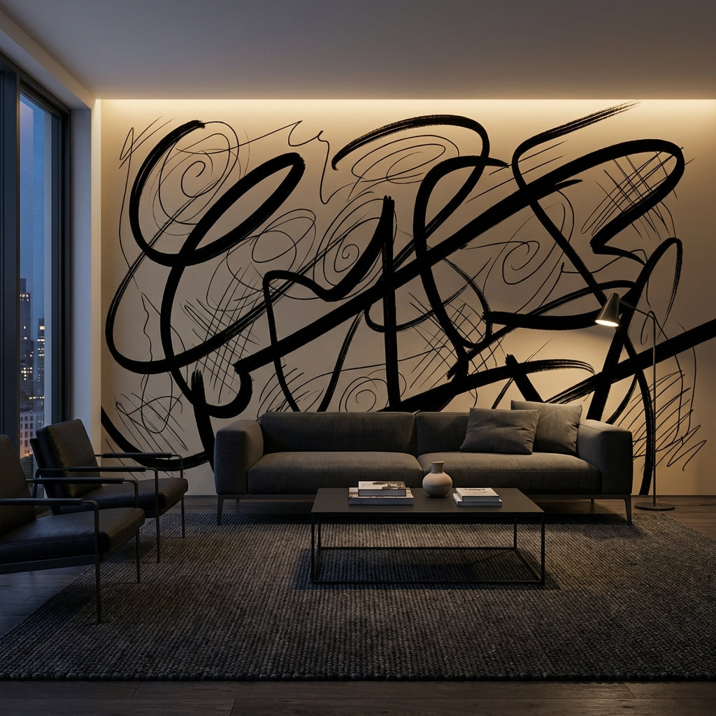 Dynamic Wallpaper Abstract Black Removable Wall Decor