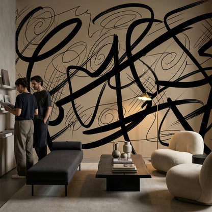 Dynamic Wallpaper Abstract Black Removable Wall Decor