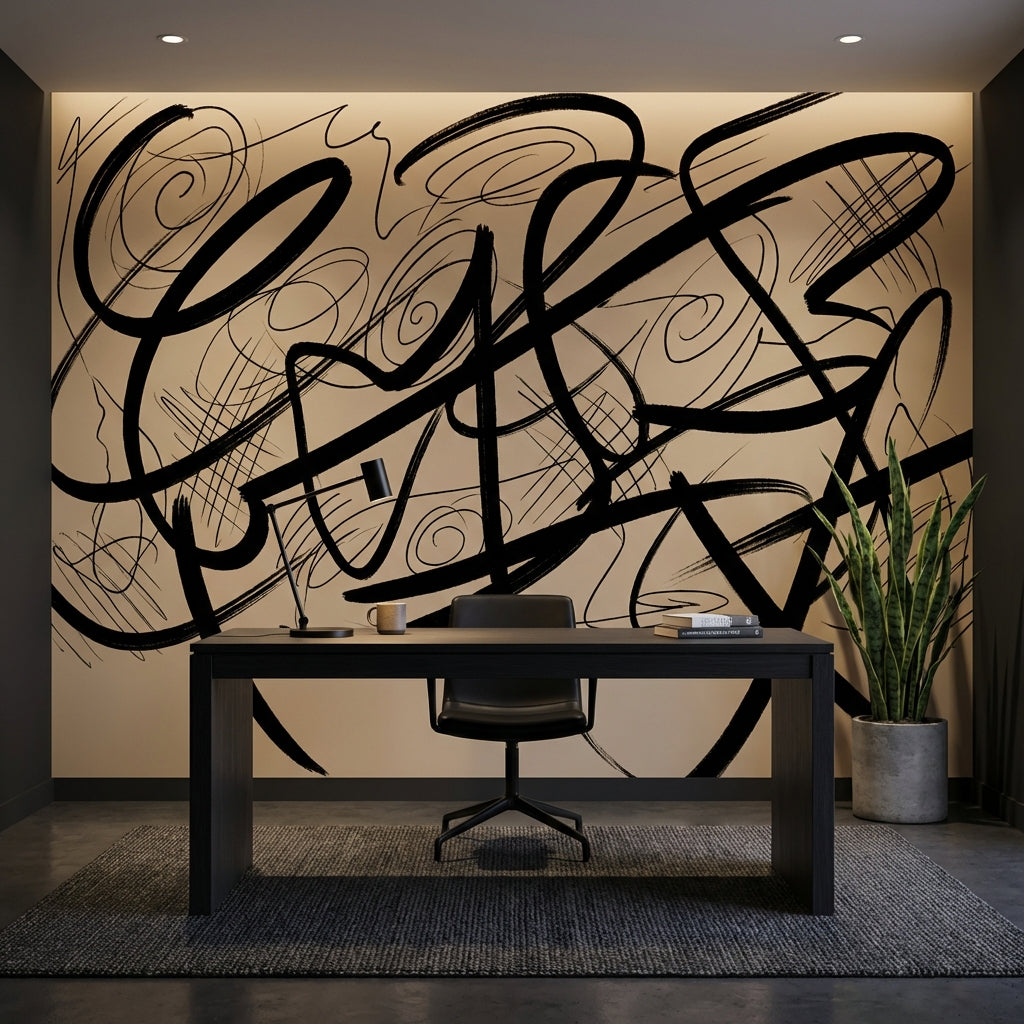 Dynamic Wallpaper Abstract Black Removable Wall Decor