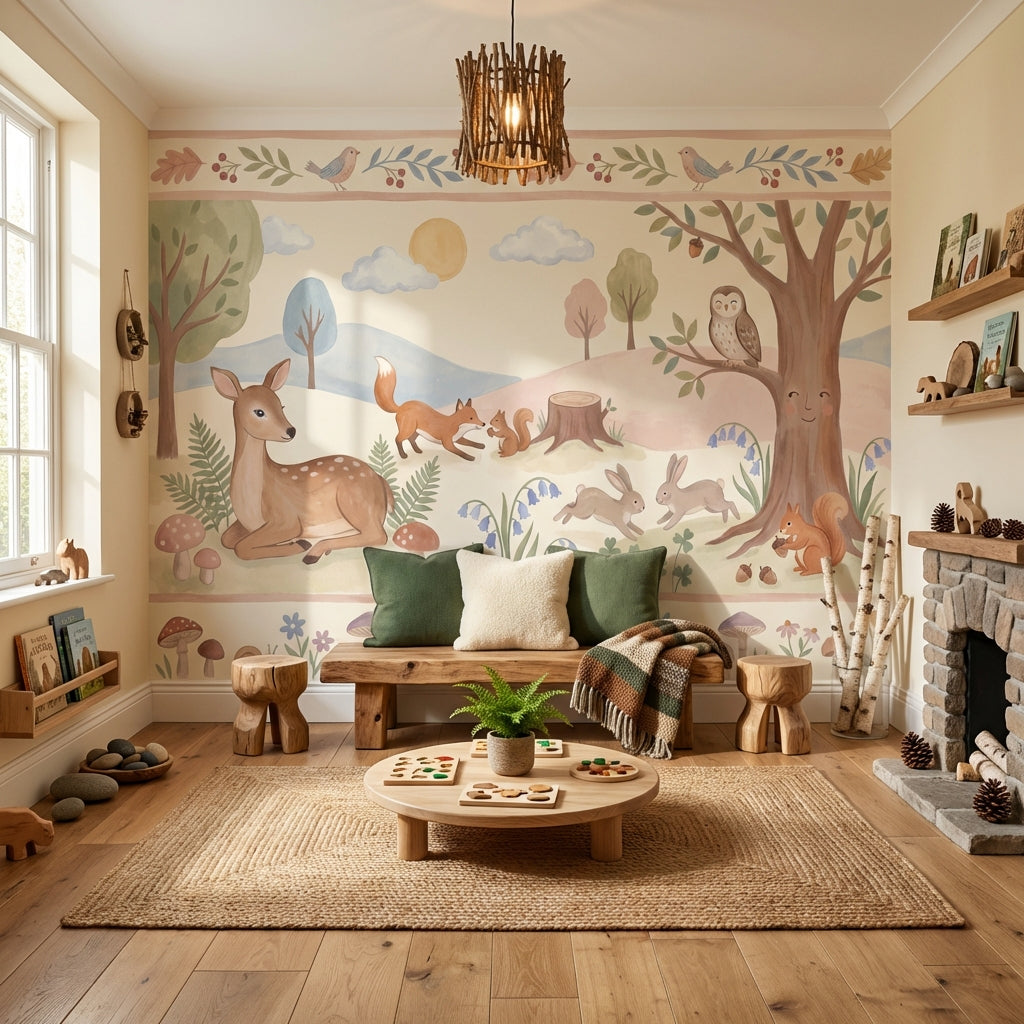 Whimsical Forest Wallpaper Animal Woodland Wall Mural