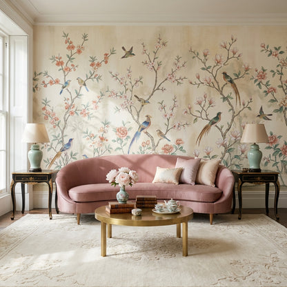 Chinoiserie Wallpaper Birds Floral Removable Wall Decor