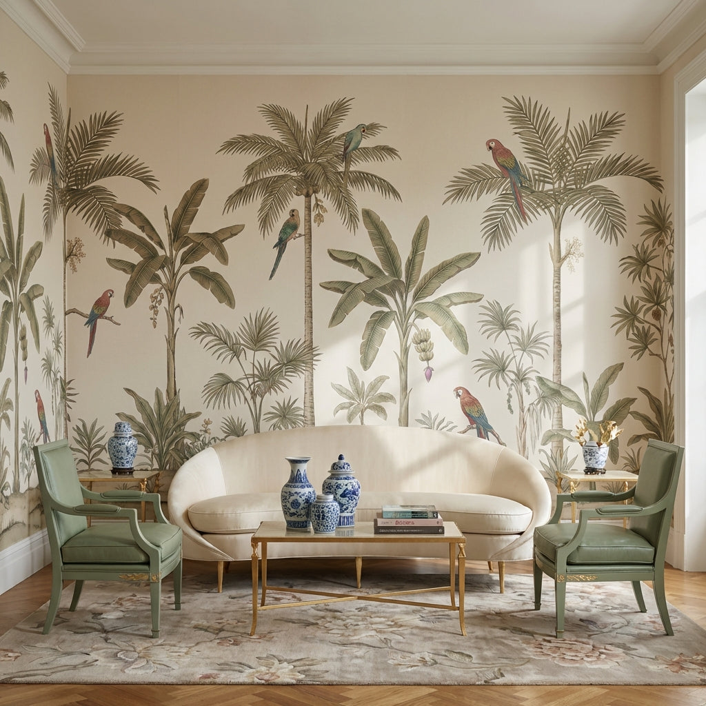 Shades Of Green Wallpaper Tropical Palm Wall Mural