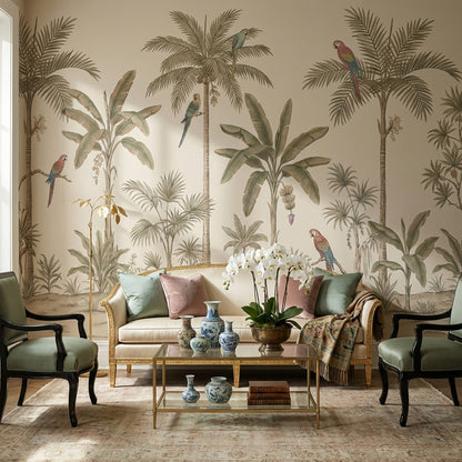 Shades Of Green Wallpaper Tropical Palm Wall Mural