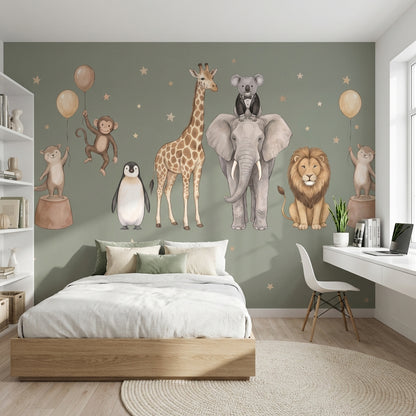 Muted Green Wallpaper Kids Jungle Wall Mural