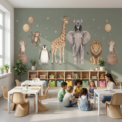 Muted Green Wallpaper Kids Jungle Wall Mural
