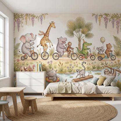 Playful Animals Wallpaper Whimsical Nature Wall Mural