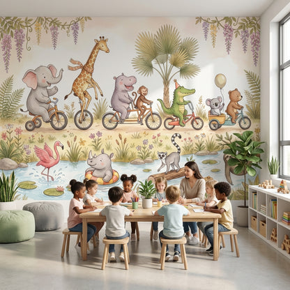 Playful Animals Wallpaper Whimsical Nature Wall Mural