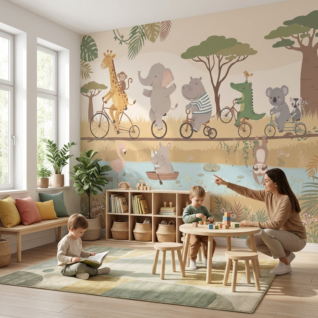 Animals Wallpaper Nature Cartoon Wall Mural