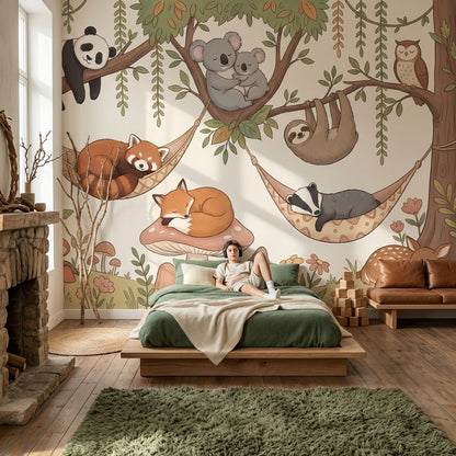 Whimsical Forest Wallpaper Animal Woodland Wall Mural